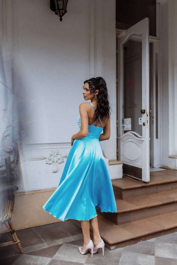 Rosine Satin Bustier Midi Dress