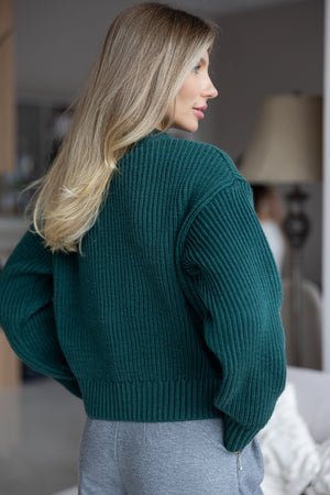 Romy Zip-Front Knit Jacket – Green