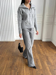 Vera Cable Half-Zip Sweater in Grey