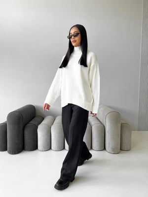 Maëlle Oversized Knit Sweater – Milk White