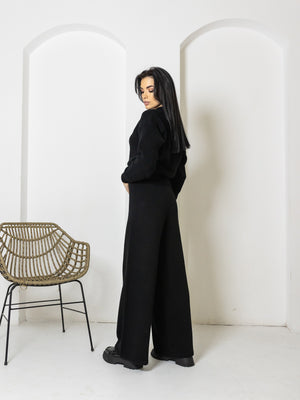 Adélaïde Knit Cardigan & Trouser Set – Black