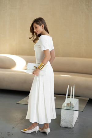 Isadora Slit Knit Maxi Dress – Milk White