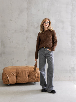 Mireille Cable Knit Sweater – Brown