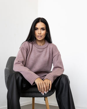 Marion Relaxed Crew Sweater – Blush