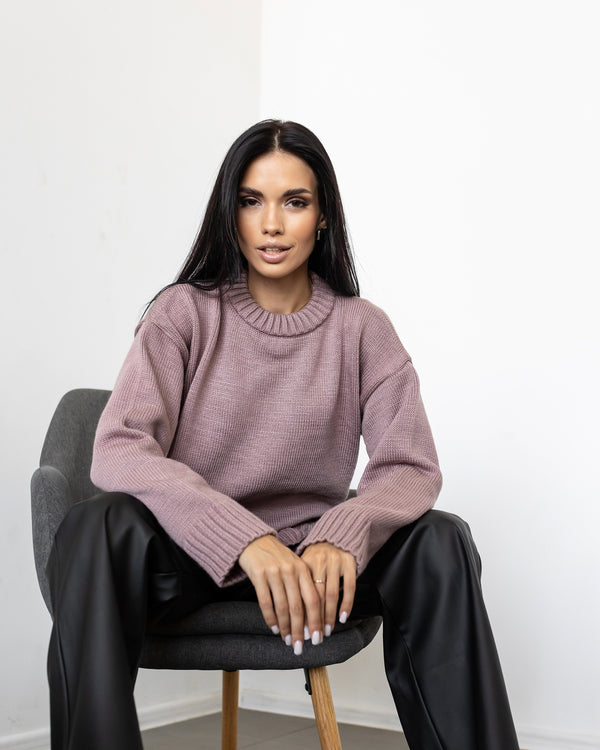 Marion Relaxed Crew Sweater – Blush