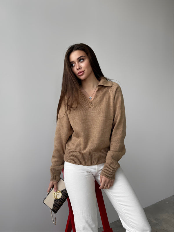 Elin Knit Blouse – Camel