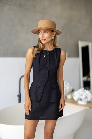 Juliette Ruffle Linen Set – Black