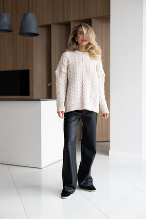 Mireille Cable Knit Sweater – Sand