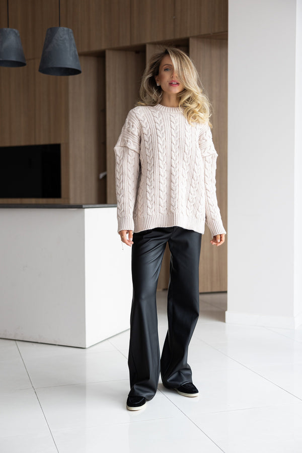 Mireille Cable Knit Sweater – Sand
