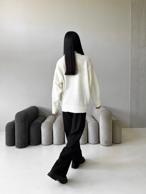 Maëlle Oversized Knit Sweater – Milk White