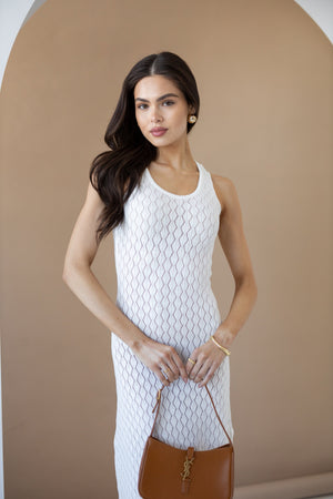 Talia Crochet Knit Maxi Dress – Milk White