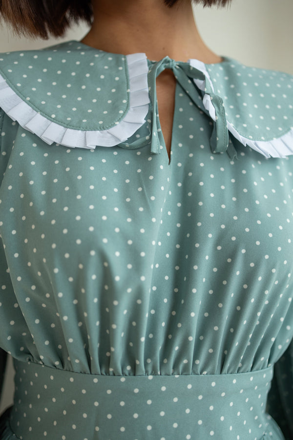 Oriane Lace-Trim Printed Mini Dress – Mint