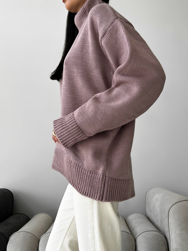 Maëlle Oversized Knit Sweater – Dusty Pink
