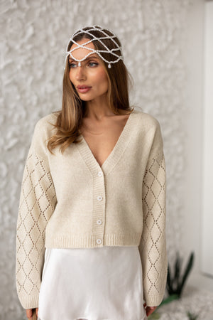 Jacinthe Fine Knit Cardigan – Beige