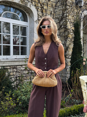 Blanche Waistcoat & Trouser Suit – Brown