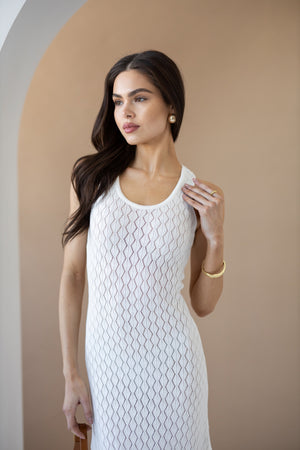 Talia Crochet Knit Maxi Dress – Milk White