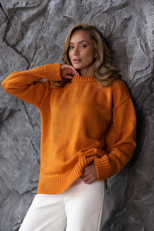 Marion Relaxed Crew Sweater – Orange