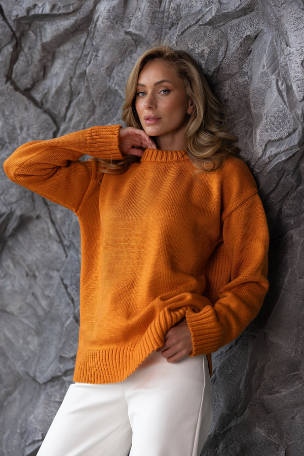 Marion Relaxed Crew Sweater – Orange