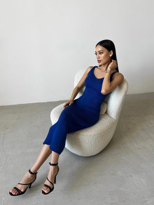 Isaure Ribbed Knit Midi Dress – Electric