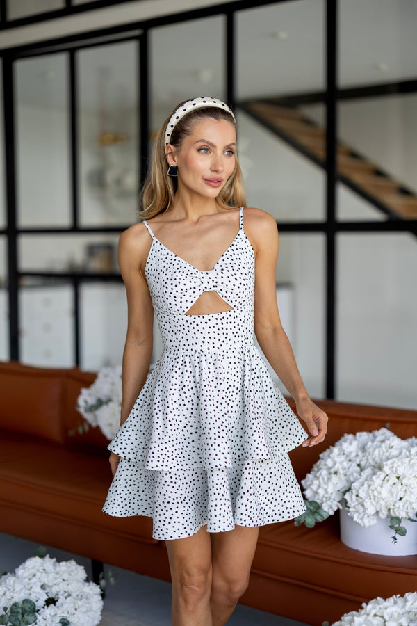 Margaux Polka Dot Mini Dress – White