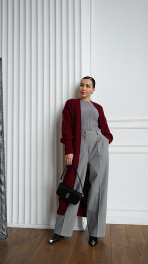 Selene Longline Cardigan – Burgundy