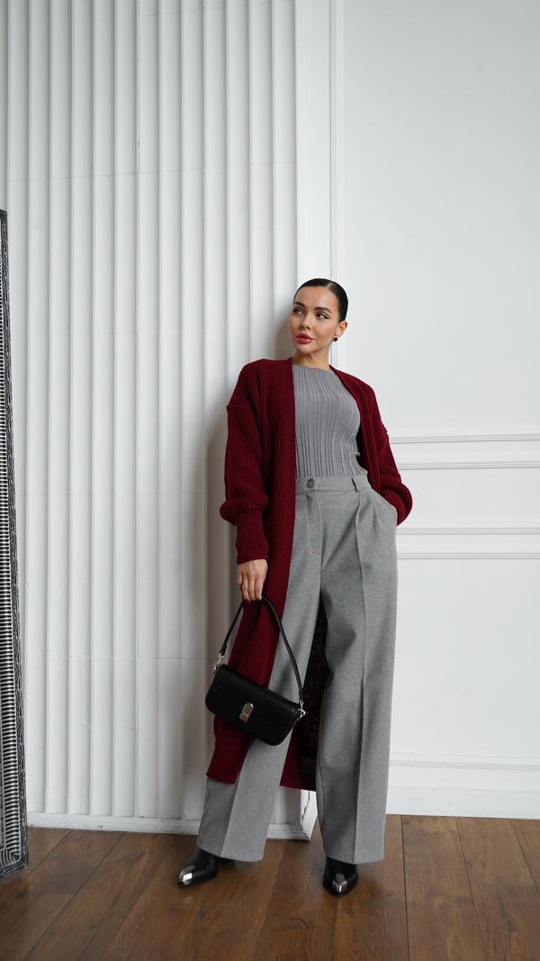Selene Longline Cardigan – Burgundy