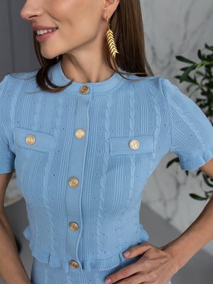 Camille Knit Top & Skirt Set – Sky Blue
