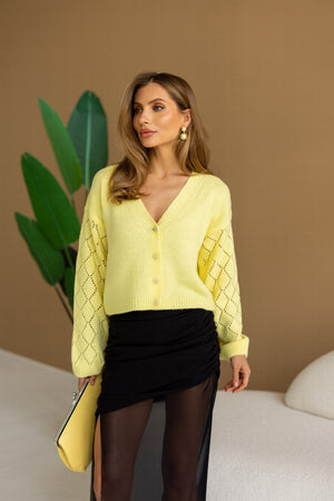 Jacinthe Fine Knit Cardigan – Yellow