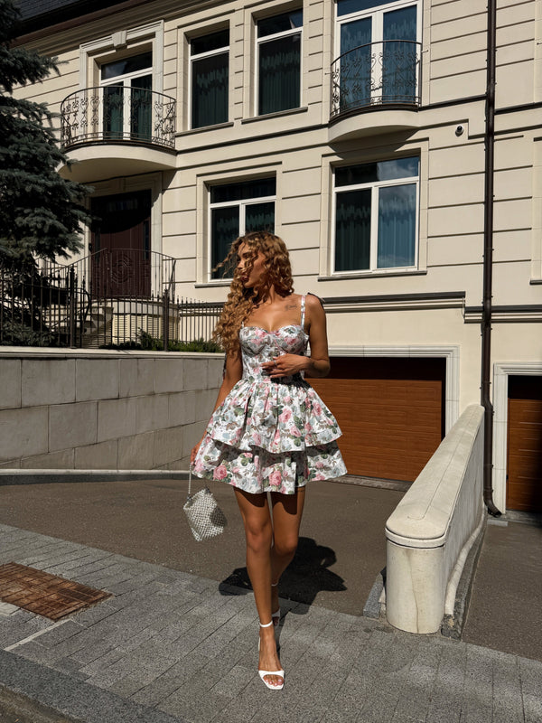 Charline Printed Bustier Mini Dress