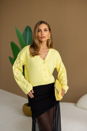 Jacinthe Fine Knit Cardigan – Yellow