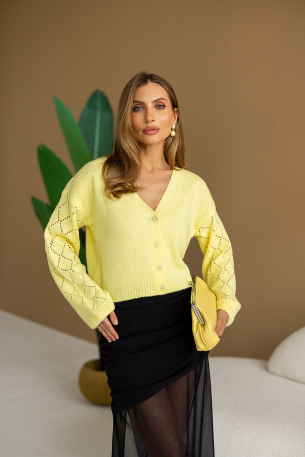 Jacinthe Fine Knit Cardigan – Yellow