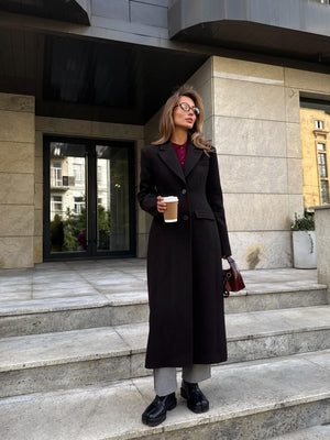 Irène Single-Breasted Wool Coat – Black
