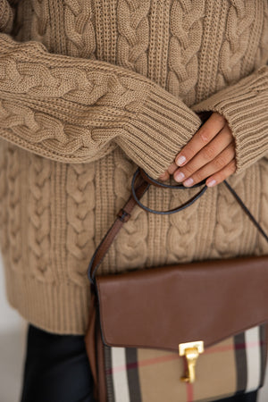 Mireille Cable Knit Sweater – Camel