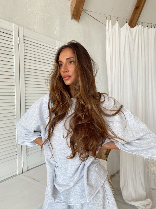 Isaline Oversized Tee & Shorts Set – Melange
