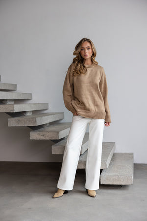 Marion Relaxed Crew Sweater – Camel
