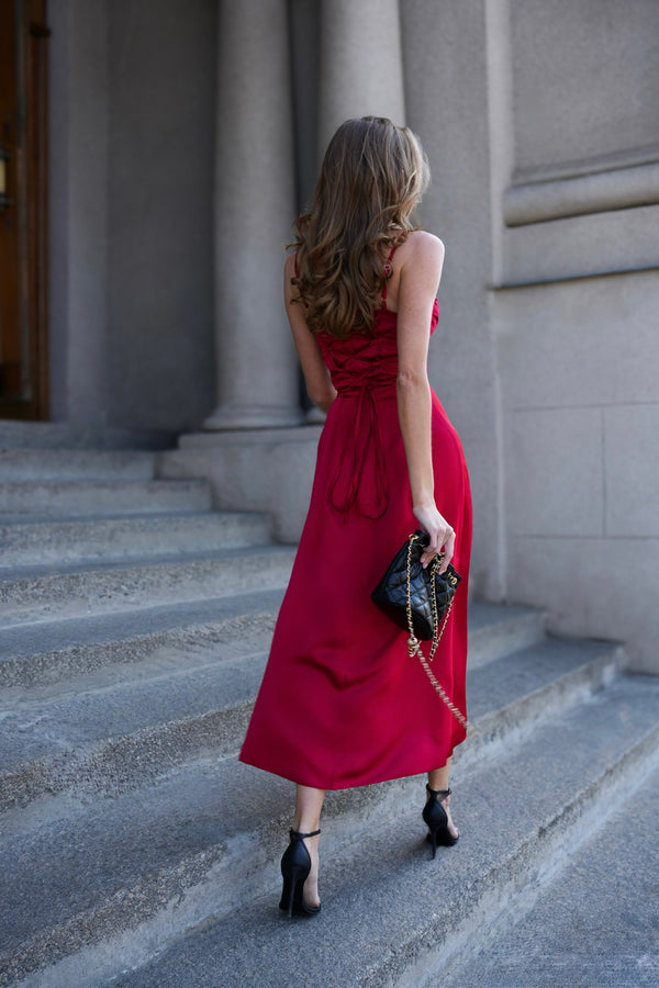 Léa Corset Slip Dress – Red