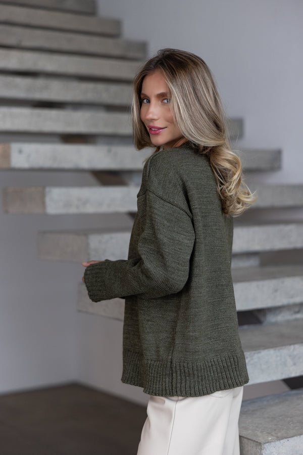Marion Relaxed Crew Sweater – Khaki