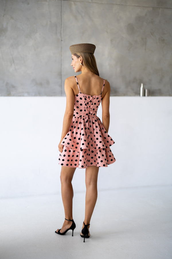 Margaux Polka Dot Mini Dress – Pink