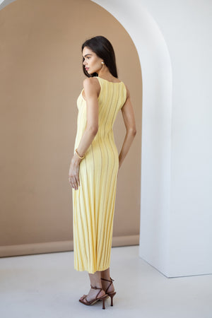 Livia Ribbed Maxi Dress – Yellow