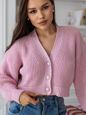 Willa Cropped Cardigan – Pink