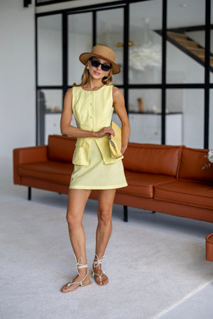 Juliette Ruffle Linen Set – Yellow