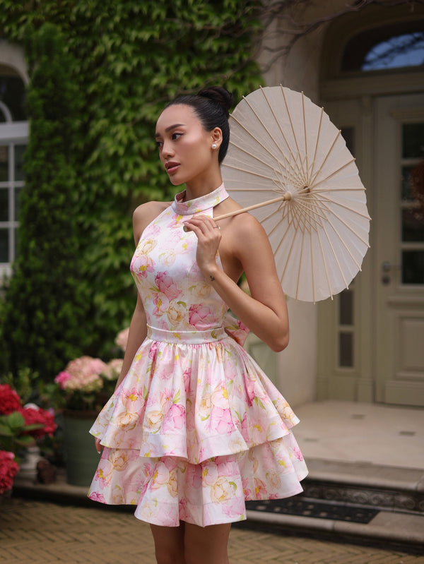 Ambroisine Floral Halter Mini Dress