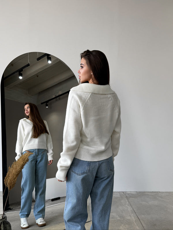 Elin Knit Blouse – Milk White