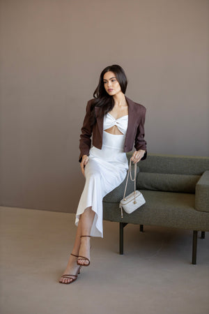 Isla Cropped Blazer – Brown