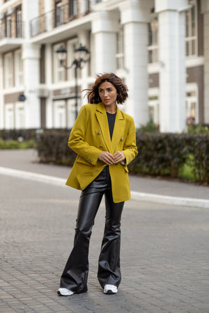 Gwendoline Double-Breasted Oversized Blazer – Olive
