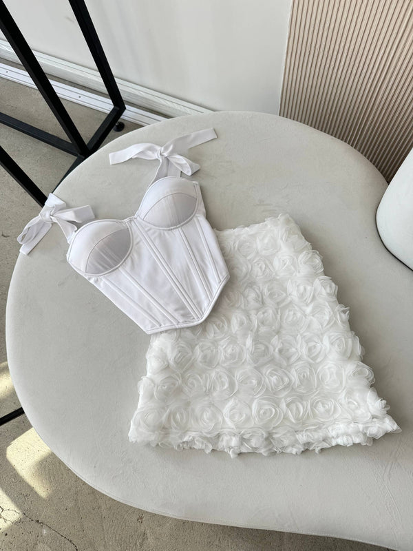 Émeraude Corset Top & Textured Skirt Set