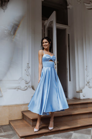 Rosine Satin Bustier Midi Dress
