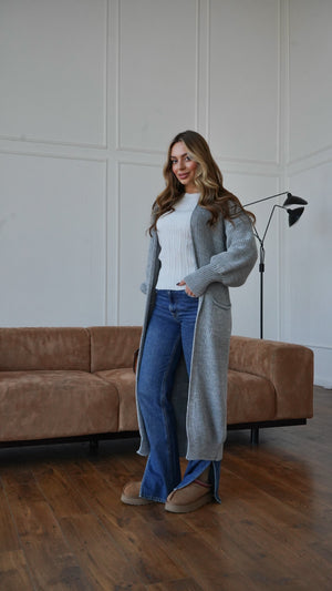 Selene Longline Cardigan – Light Grey