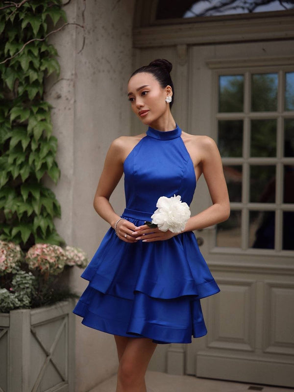 Celestine Tiered Halter Mini Dress