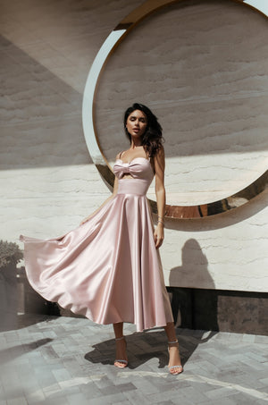Rosine Satin Bustier Midi Dress